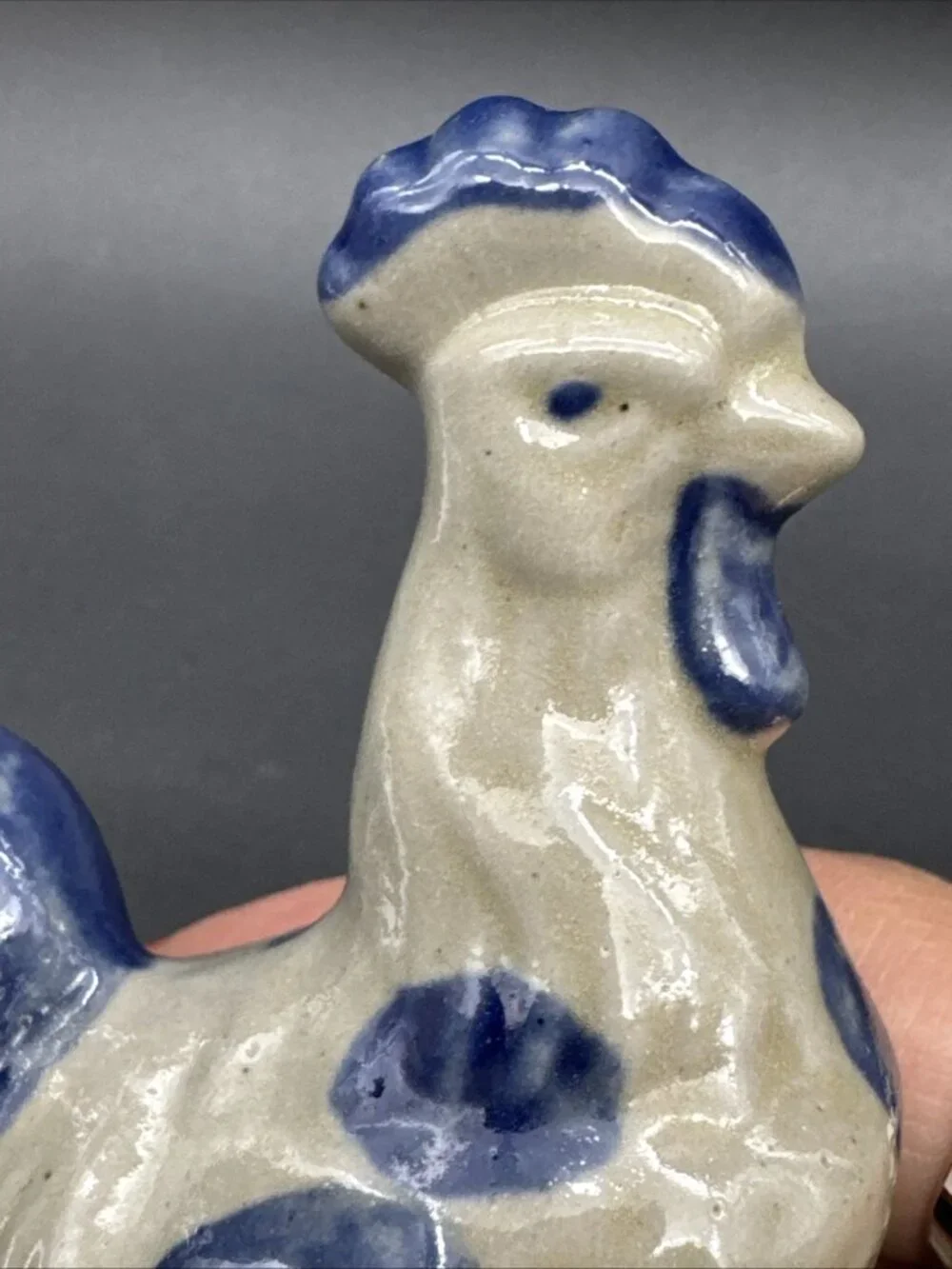 BBP Beaumont Brothers Pottery Rooster 90’s Salt Glaze 3.75” Mini Shelf Sitter